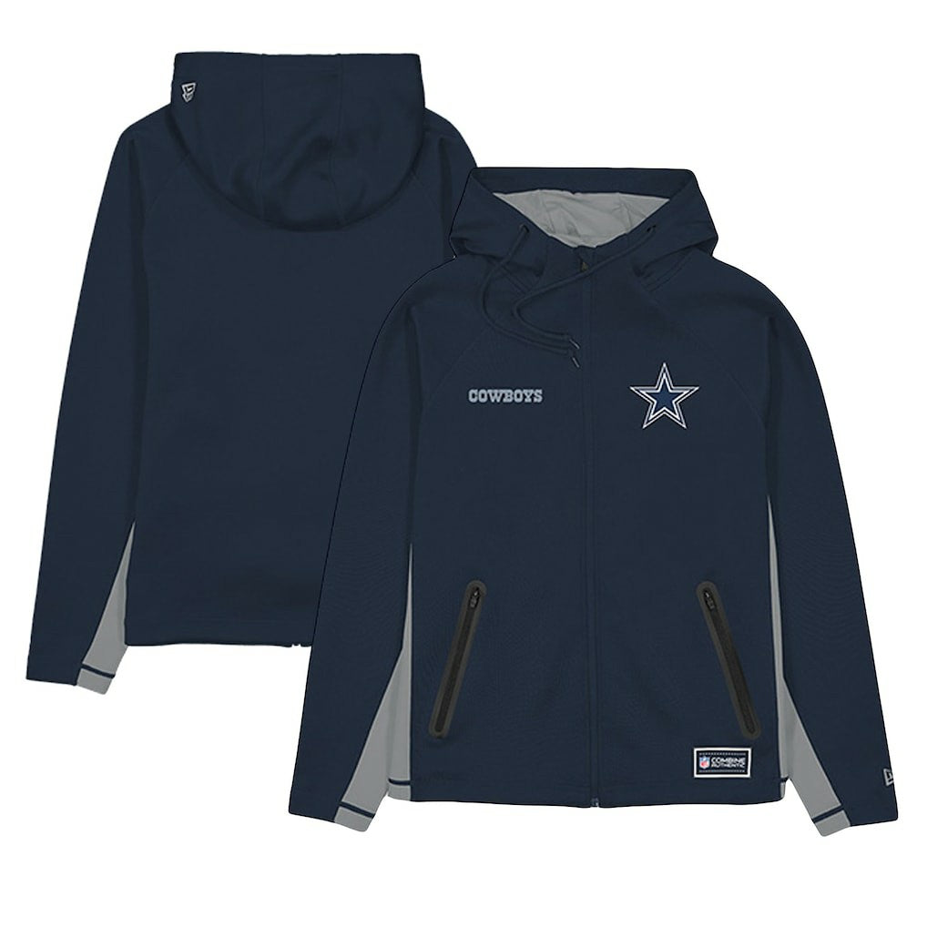 Dallas Cowboys New Era Combine Authentic Raglan Scuba Full-Zip Hoodie Navy | NFL