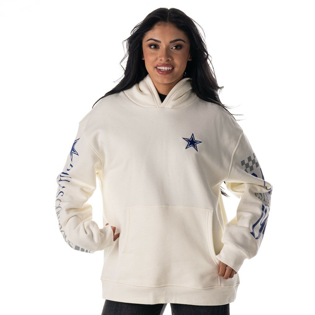 Dallas Cowboys The Wild Collective Unisex Stacked Graphic Sleeve Fleece Hoodie White | NFL