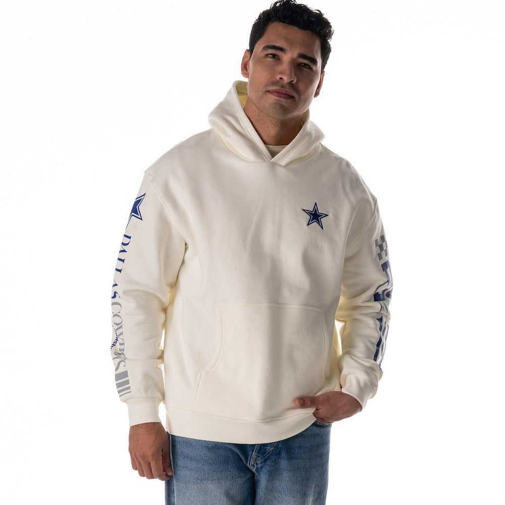 Dallas Cowboys The Wild Collective Unisex Stacked Graphic Sleeve Fleece Hoodie White | NFL