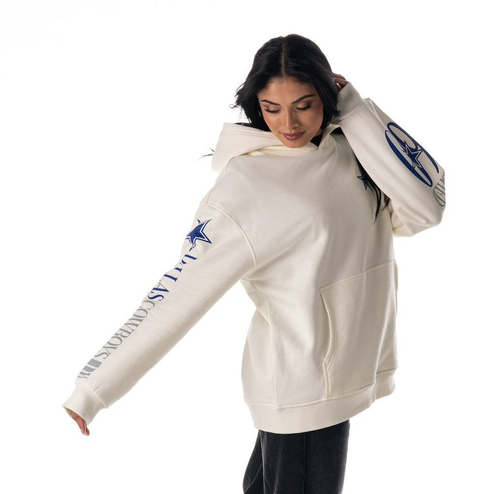 Dallas Cowboys The Wild Collective Unisex Stacked Graphic Sleeve Fleece Hoodie White | NFL