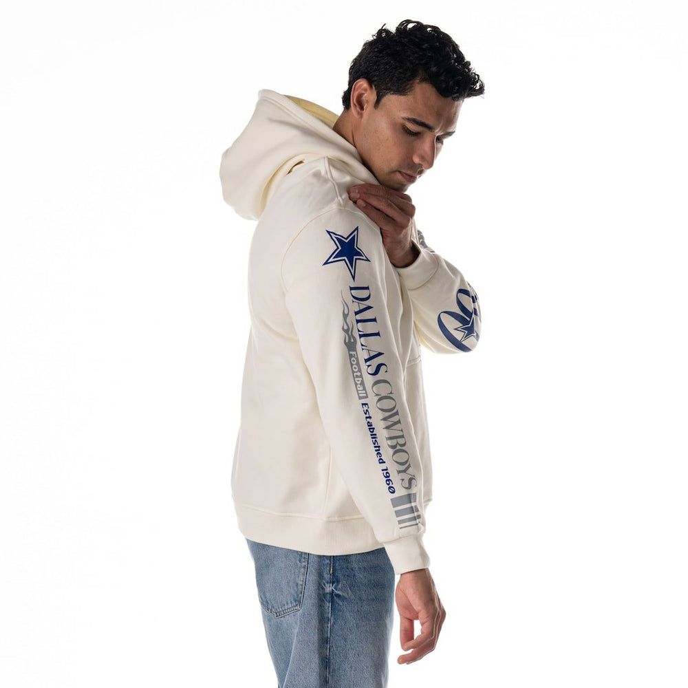 Dallas Cowboys The Wild Collective Unisex Stacked Graphic Sleeve Fleece Hoodie White | NFL