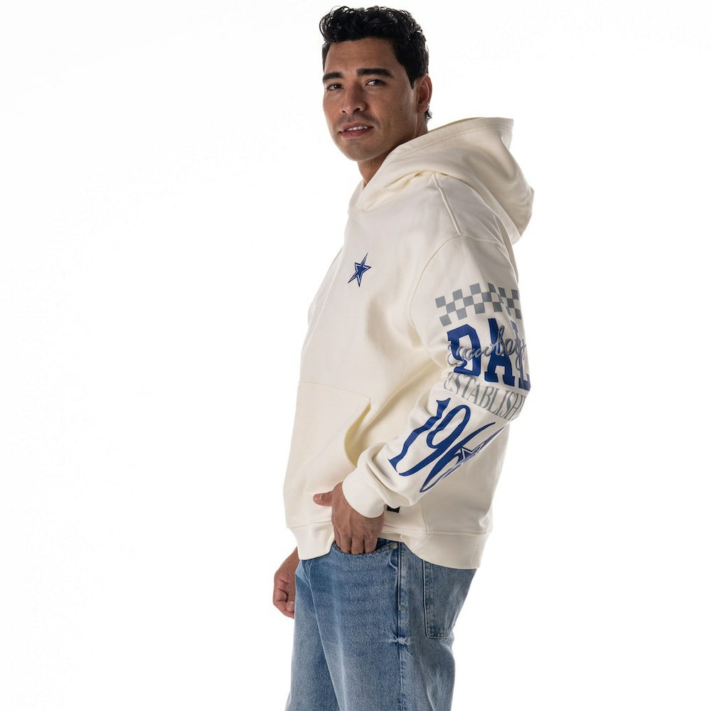 Dallas Cowboys The Wild Collective Unisex Stacked Graphic Sleeve Fleece Hoodie White | NFL