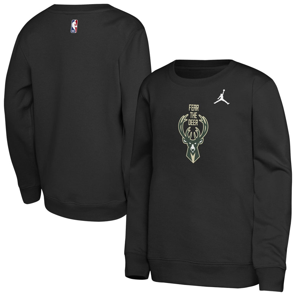 Milwaukee Bucks Jordan Brand Youth Courtside Statement Edition Sweatshirt Black - NBA