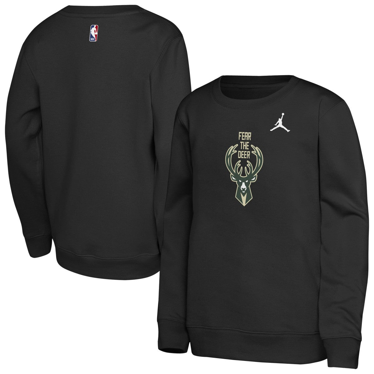 Milwaukee Bucks Jordan Brand Youth Courtside Statement Edition Sweatshirt Black - NBA
