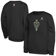 Milwaukee Bucks Jordan Brand Youth Courtside Statement Edition Sweatshirt Black - NBA