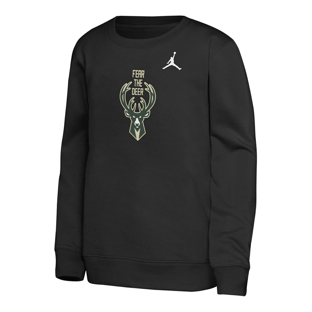 Milwaukee Bucks Jordan Brand Youth Courtside Statement Edition Sweatshirt Black - NBA