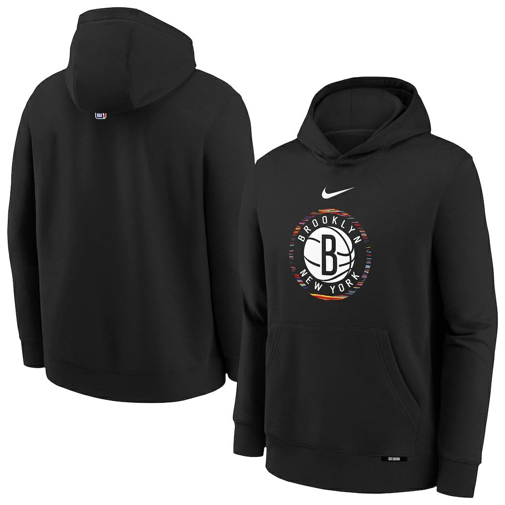 Brooklyn Nets Youth 2025/26 City Edition Club Fleece Pullover Hoodie Black - NBA