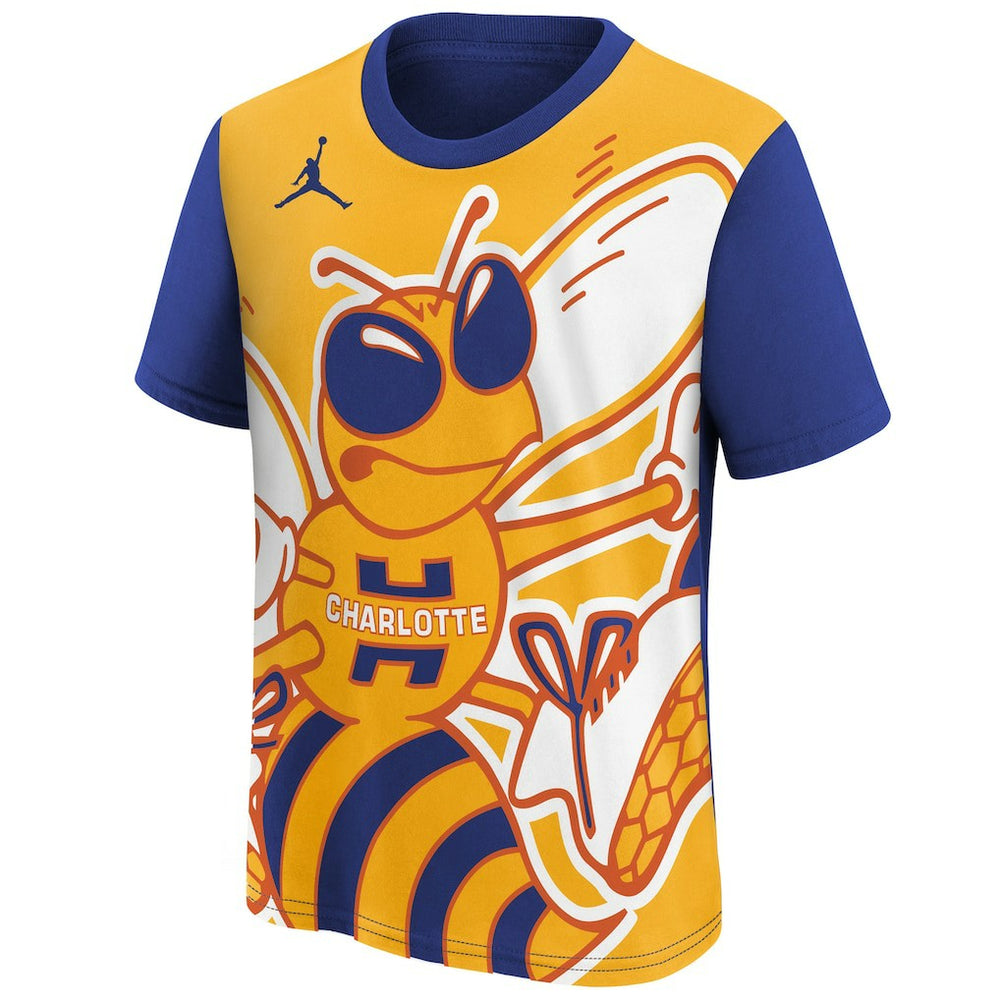 Charlotte Hornets Jordan Brand Youth 2025/26 City Edition Max90 T-Shirt Blue/Yellow - NBA
