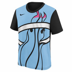 Miami Heat Youth 2025/26 City Edition Max90 T-Shirt Light Blue/Black - NBA