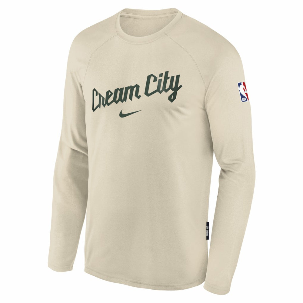 Milwaukee Bucks Youth 2025/26 City Edition Dri-Fit Long Sleeve Game Top White - NBA