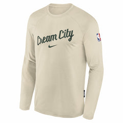 Milwaukee Bucks Youth 2025/26 City Edition Dri-Fit Long Sleeve Game Top White - NBA