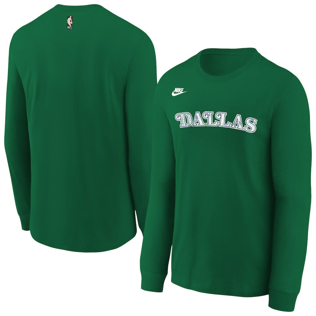 Dallas Mavericks Youth Hardwood Classics Essential Logo Max90 Long Sleeve T-Shirt Green - NBA