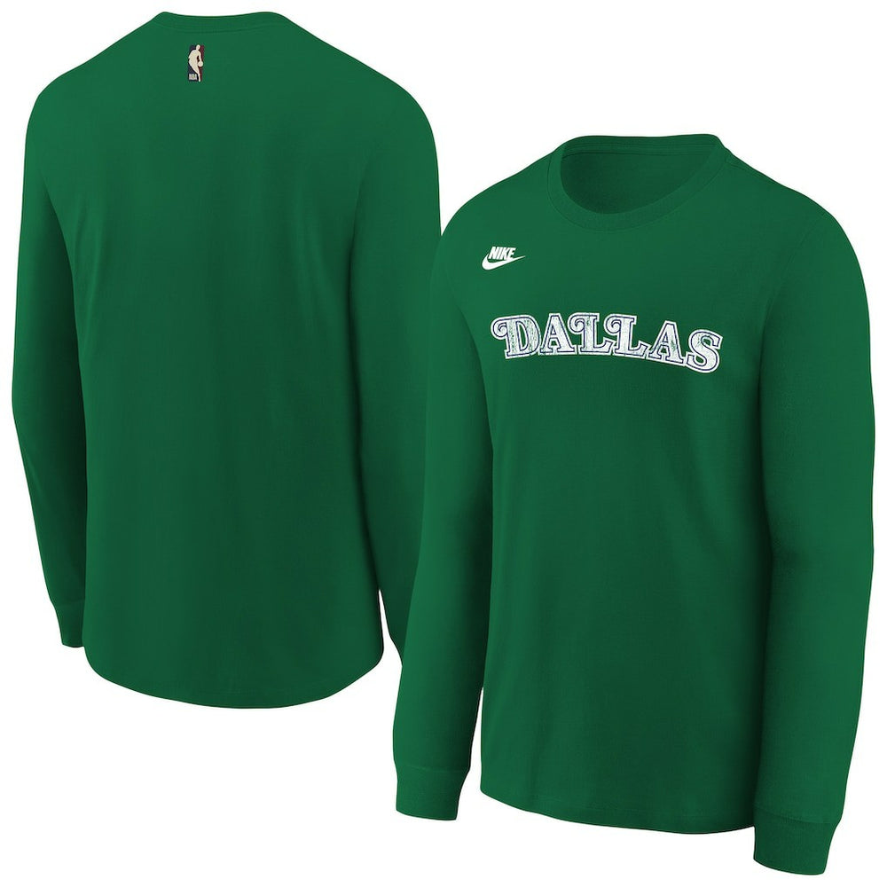 Dallas Mavericks Youth Hardwood Classics Essential Logo Max90 Long Sleeve T-Shirt Green - NBA