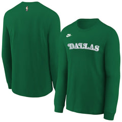 Dallas Mavericks Youth Hardwood Classics Essential Logo Max90 Long Sleeve T-Shirt Green - NBA