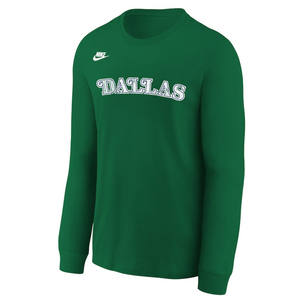 Dallas Mavericks Youth Hardwood Classics Essential Logo Max90 Long Sleeve T-Shirt Green - NBA