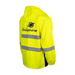 Miami Dolphins Hi-Vis Safety Waterproof Rainshell Full-Zip Hooded Jacket Yellow | NFL