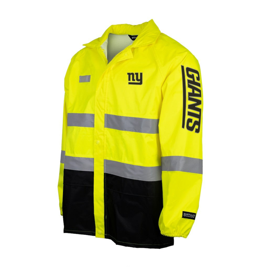 New York Giants Hi-Vis Safety Waterproof Rainshell Full-Zip Hooded Jacket Yellow | NFL
