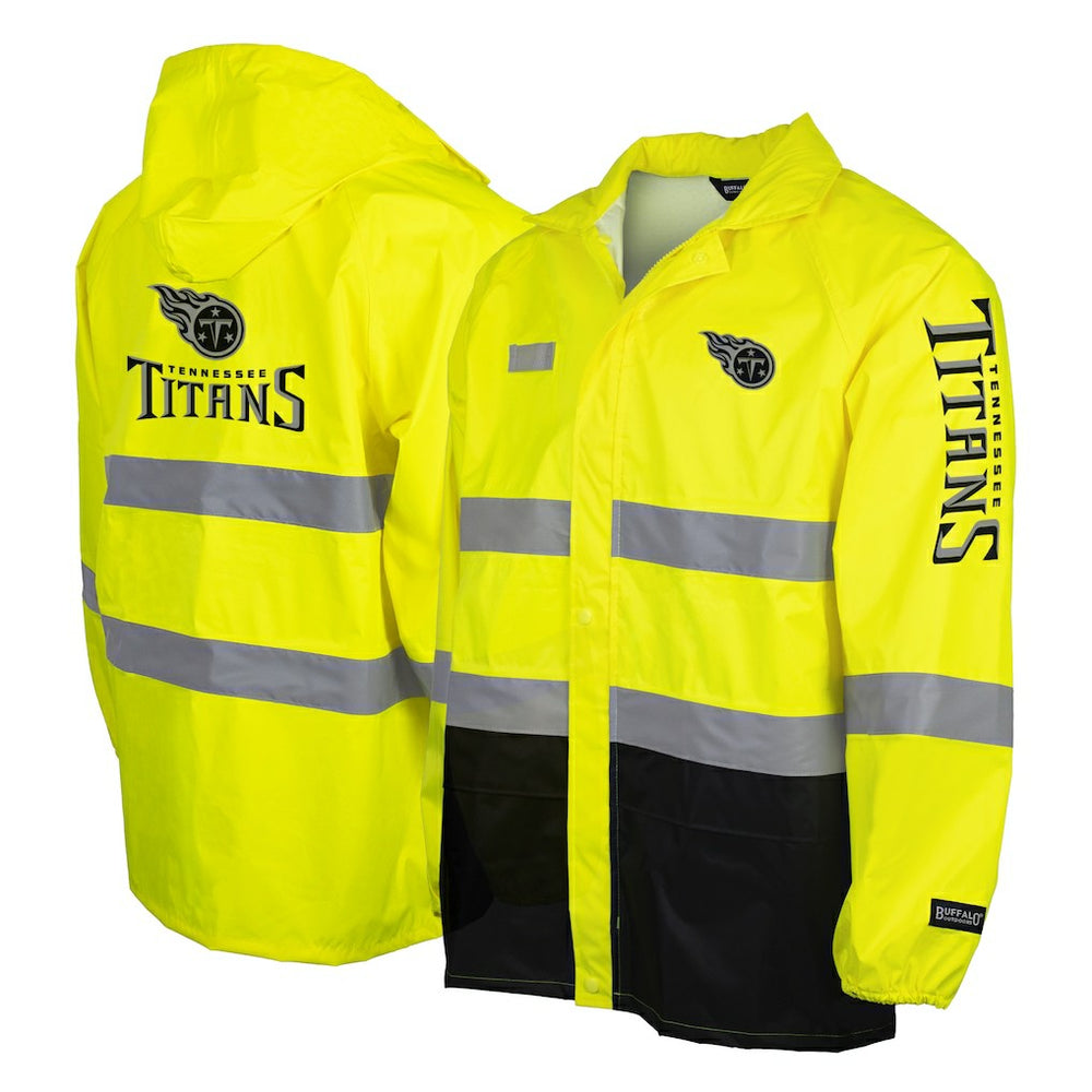 Tennessee Titans Hi-Vis Safety Waterproof Rainshell Full-Zip Hooded Jacket Yellow | NFL
