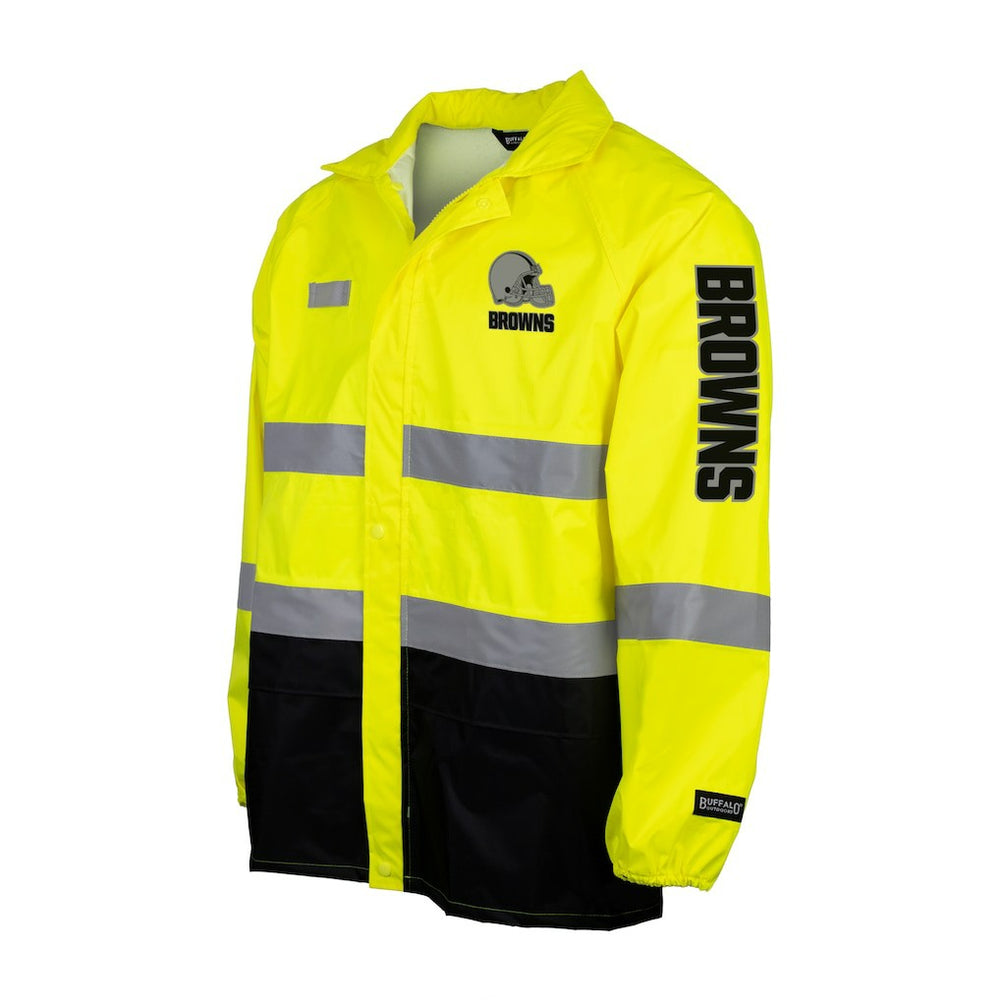 Cleveland Browns Hi-Vis Safety Waterproof Rainshell Full-Zip Hooded Jacket Yellow | NFL