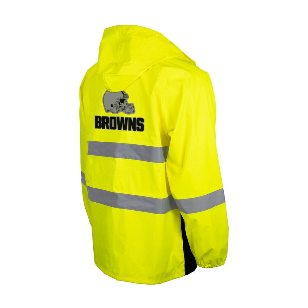 Cleveland Browns Hi-Vis Safety Waterproof Rainshell Full-Zip Hooded Jacket Yellow | NFL