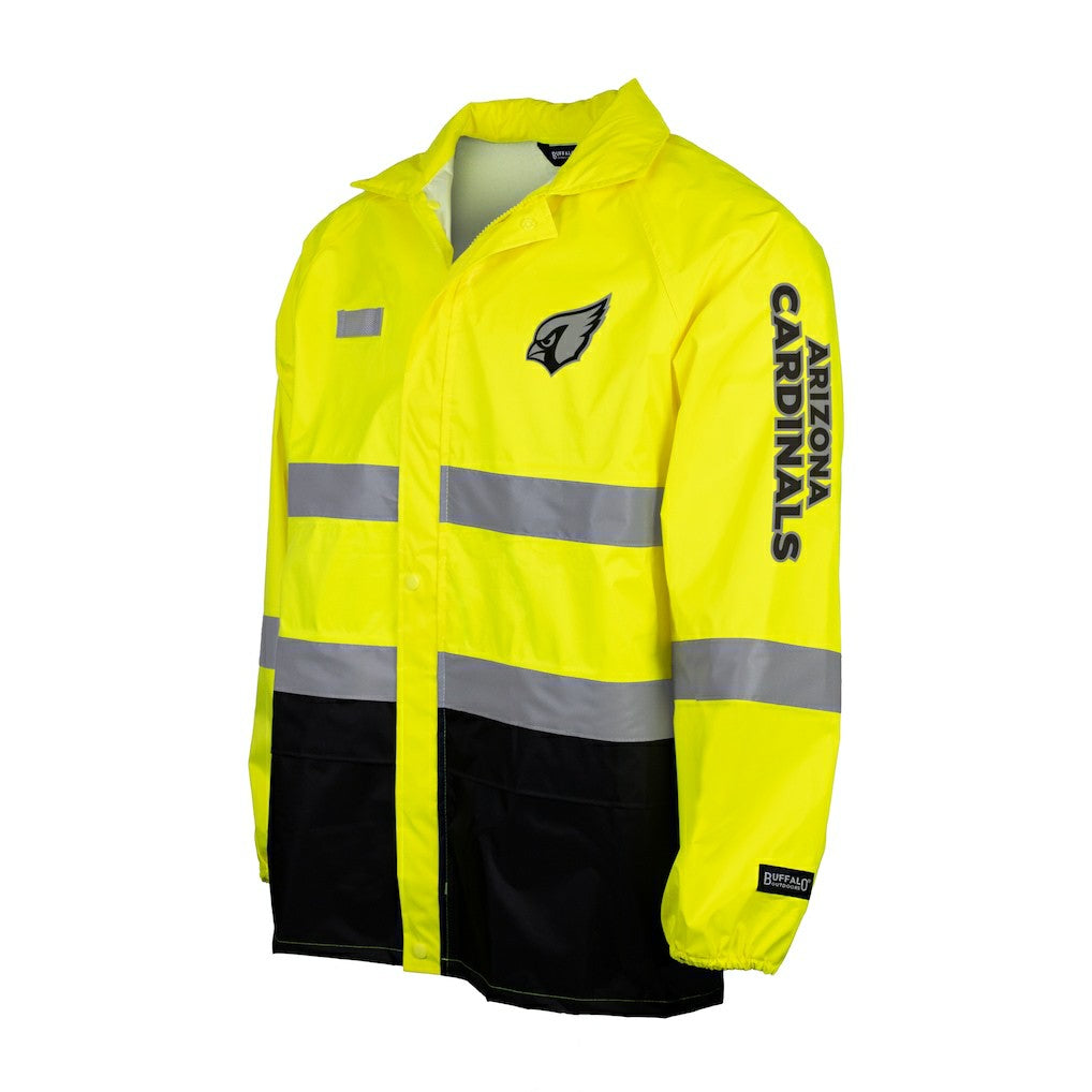 Arizona Cardinals Hi-Vis Safety Waterproof Rainshell Full-Zip Hooded Jacket Yellow | NFL
