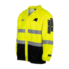 Carolina Panthers Hi-Vis Safety Waterproof Rainshell Full-Zip Hooded Jacket Yellow | NFL