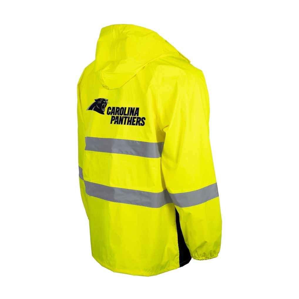 Carolina Panthers Hi-Vis Safety Waterproof Rainshell Full-Zip Hooded Jacket Yellow | NFL