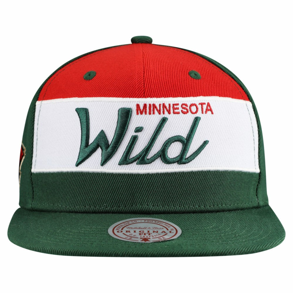 Minnesota Wild Mitchell & Ness Retro Script Colorblock Snapback Hat - Green - NHL