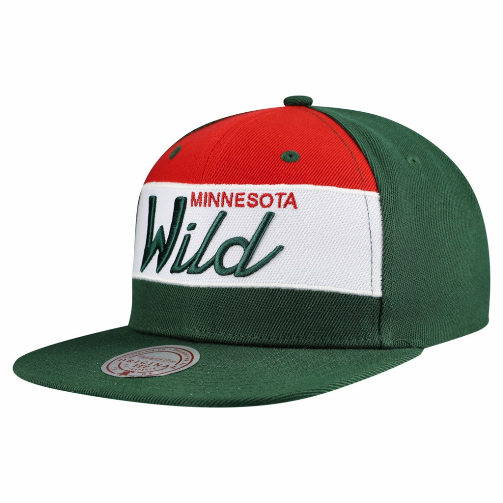 Minnesota Wild Mitchell & Ness Retro Script Colorblock Snapback Hat - Green - NHL