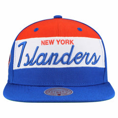 New York Islanders Mitchell & Ness Retro Script Colorblock Snapback Hat - Royal - NHL