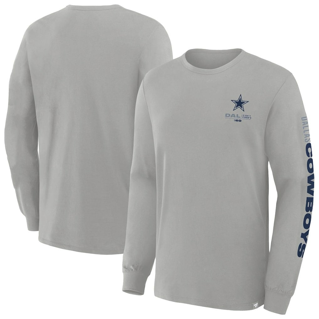Dallas Cowboys Big & Tall Clock Management Legacy Long Sleeve T-Shirt Heather Gray | Fanatics