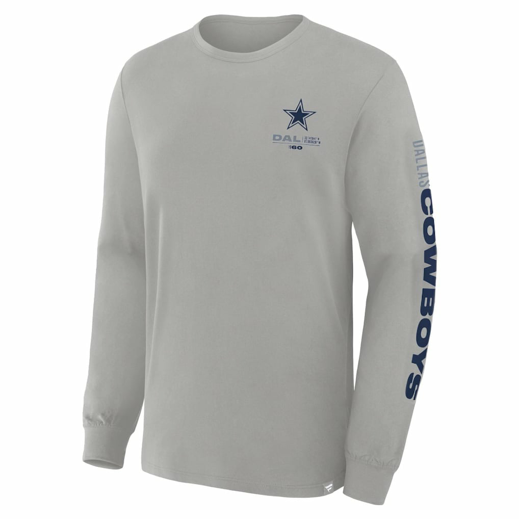 Dallas Cowboys Big & Tall Clock Management Legacy Long Sleeve T-Shirt Heather Gray | Fanatics