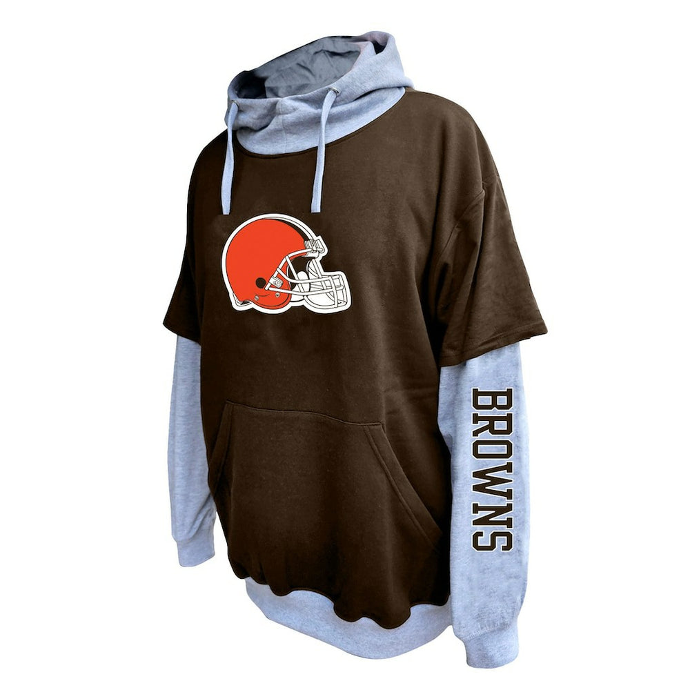 Cleveland Browns Big & Tall Twofer Pullover Hoodie Brown/Heather Gray | Fanatics
