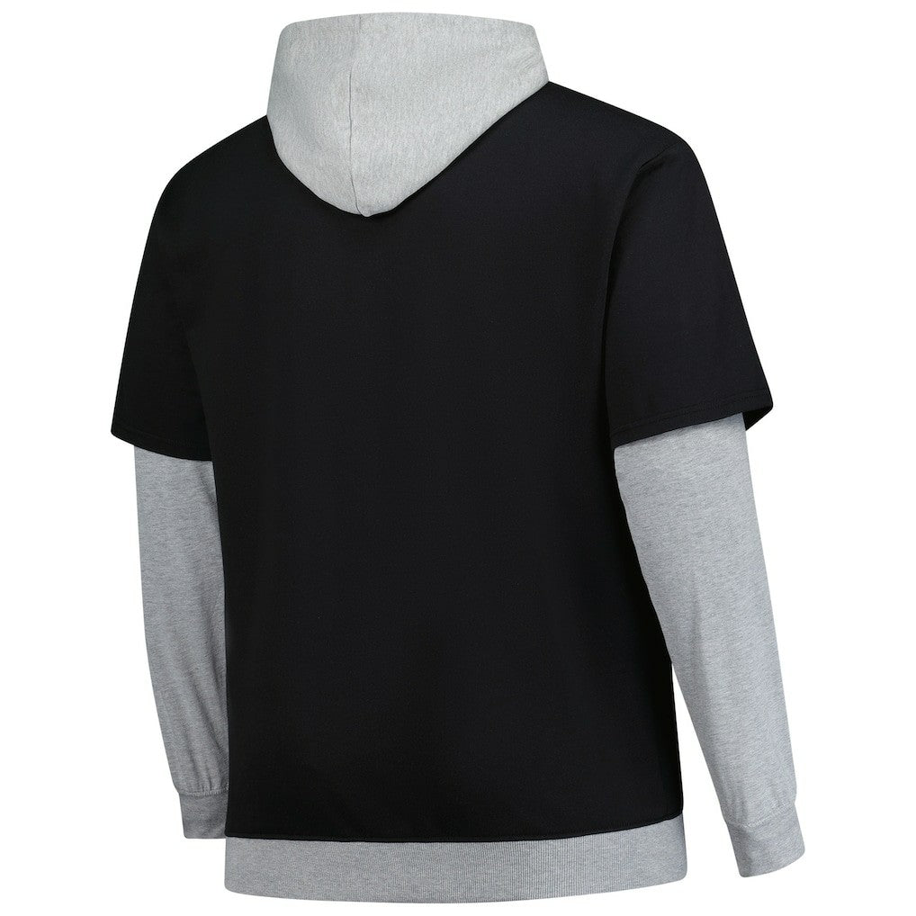 Pittsburgh Steelers Big & Tall Twofer Pullover Hoodie Black/Heather Gray | Fanatics