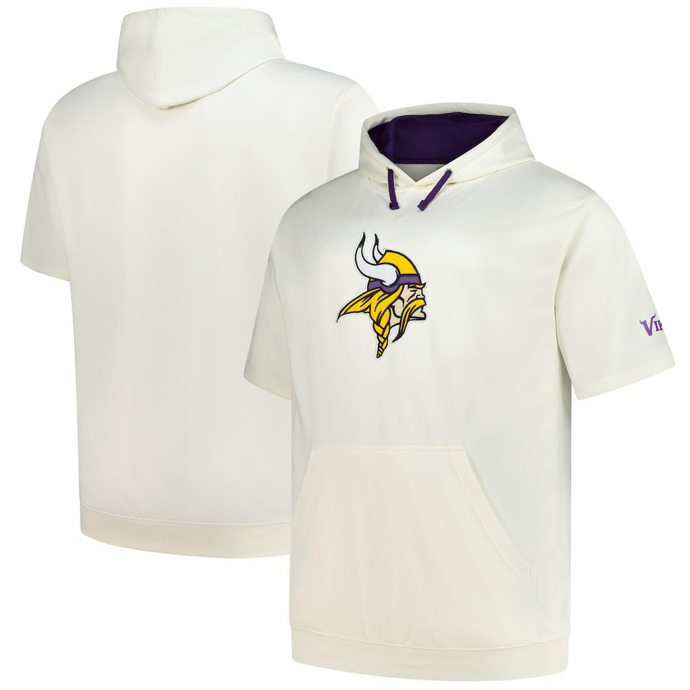 Minnesota Vikings Profile Big & Tall Chest Print and Logo Short Sleeve Pullover Hoodie Oatmeal | NFL