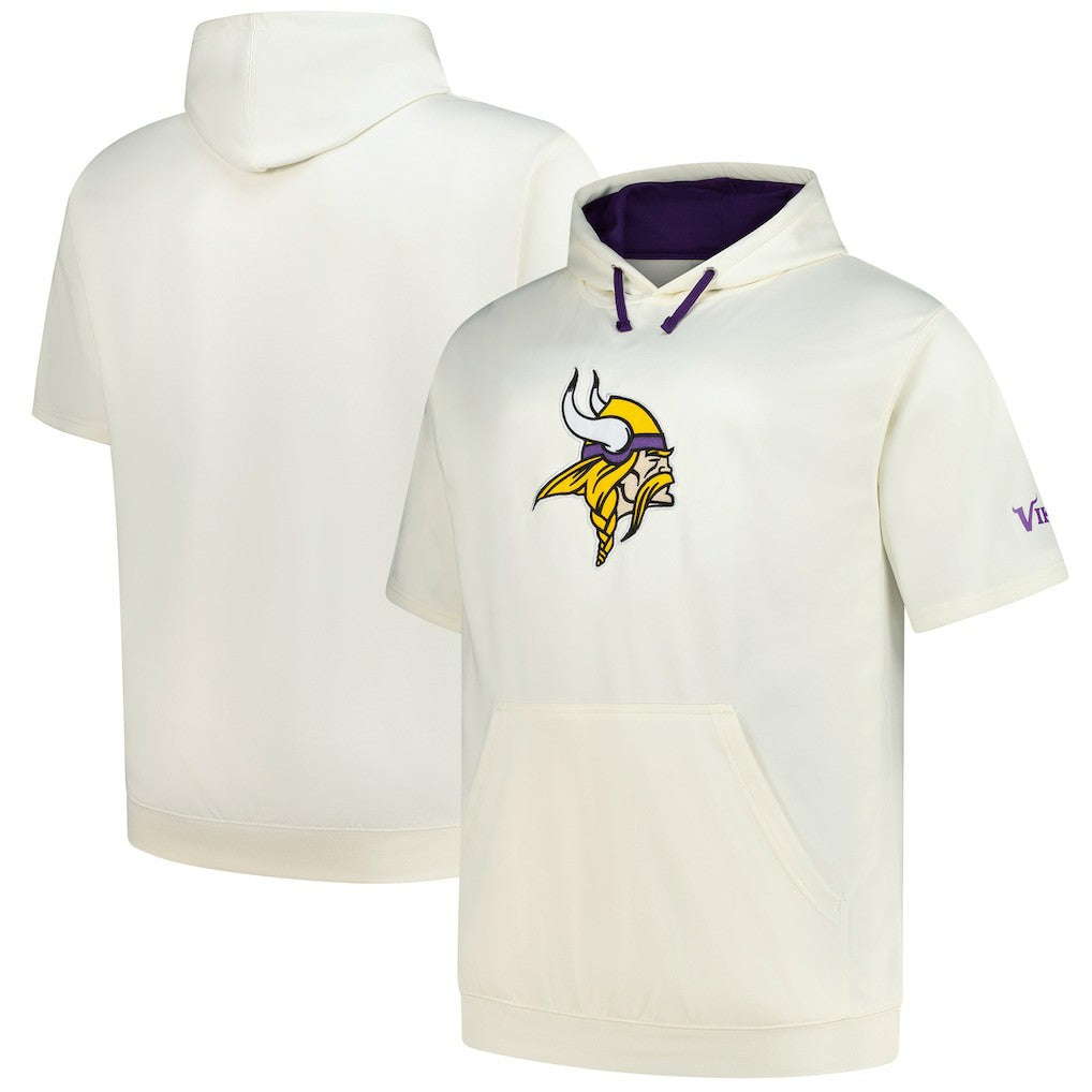 Minnesota Vikings Profile Big & Tall Chest Print and Logo Short Sleeve Pullover Hoodie Oatmeal | NFL