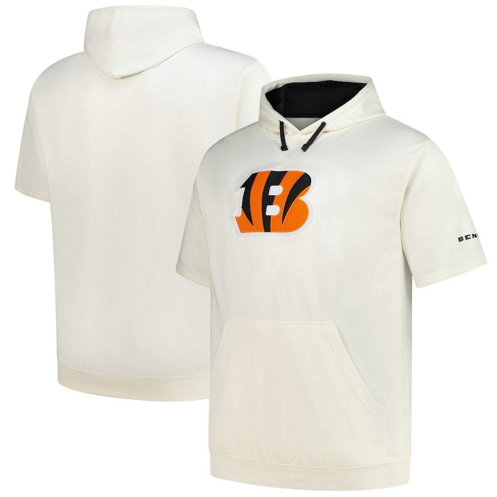 Cincinnati Bengals Profile Big & Tall Chest Print and Logo Short Sleeve Pullover Hoodie Oatmeal | NFL