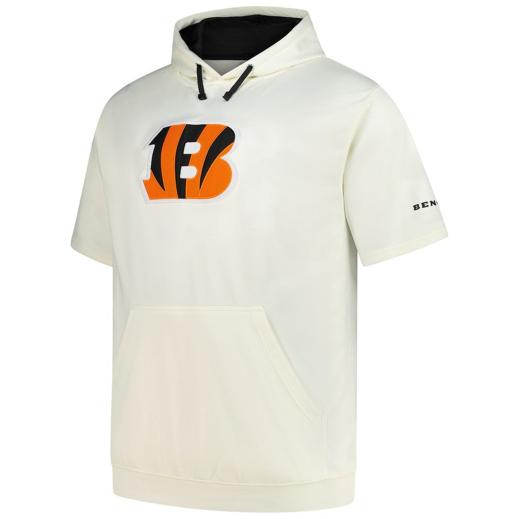 Cincinnati Bengals Profile Big & Tall Chest Print and Logo Short Sleeve Pullover Hoodie Oatmeal | NFL
