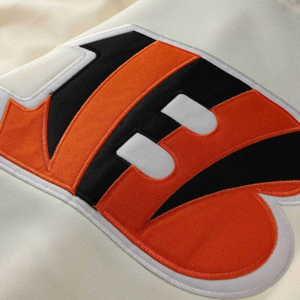 Cincinnati Bengals Profile Big & Tall Chest Print and Logo Short Sleeve Pullover Hoodie Oatmeal | NFL