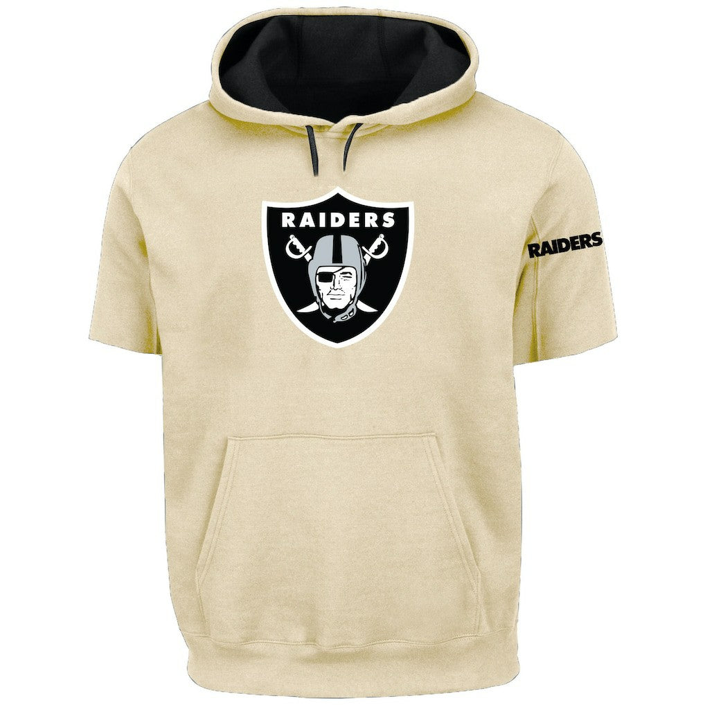 Las Vegas Raiders Profile Big & Tall Chest Print and Logo Short Sleeve Pullover Hoodie Oatmeal | NFL