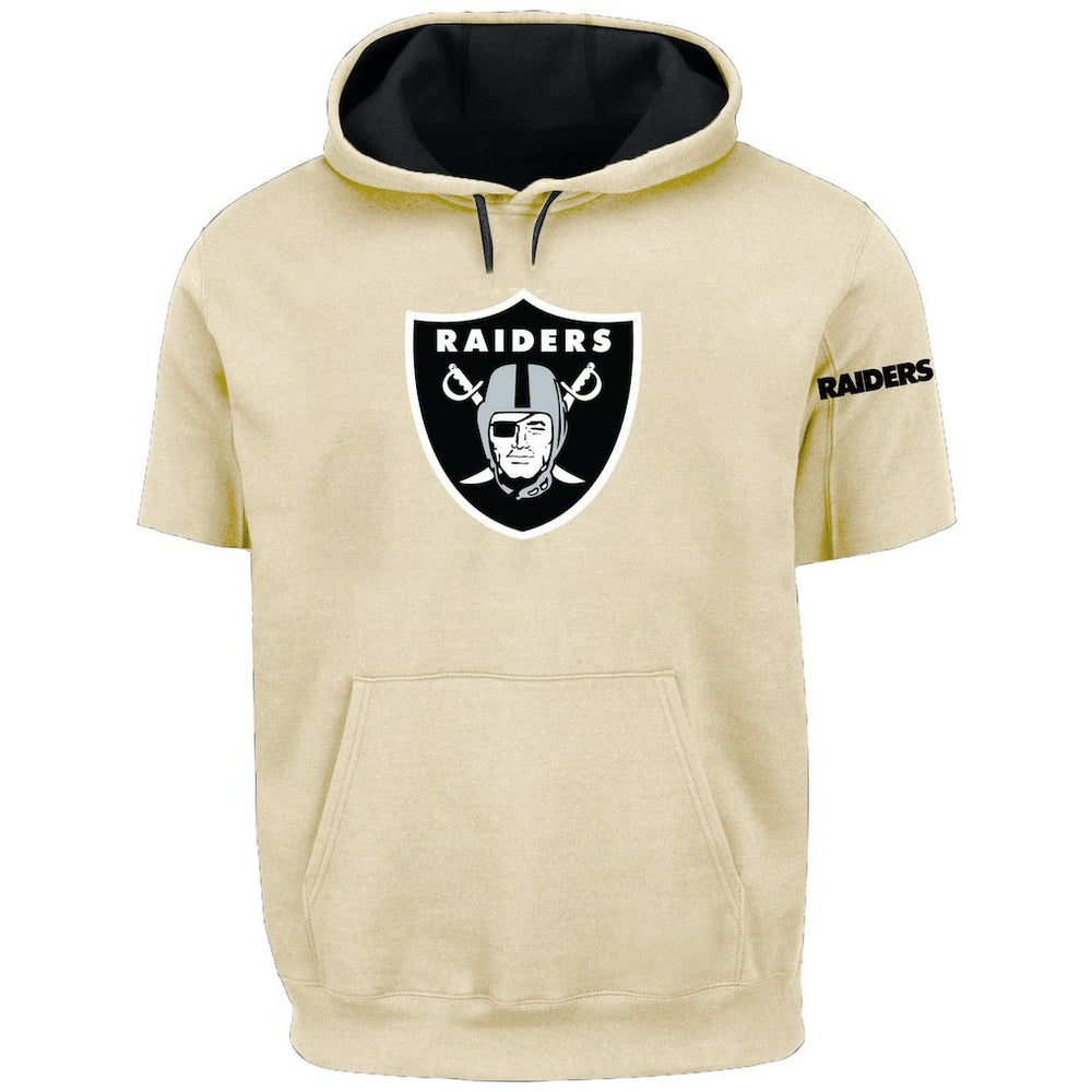 Las Vegas Raiders Profile Big & Tall Chest Print and Logo Short Sleeve Pullover Hoodie Oatmeal | NFL