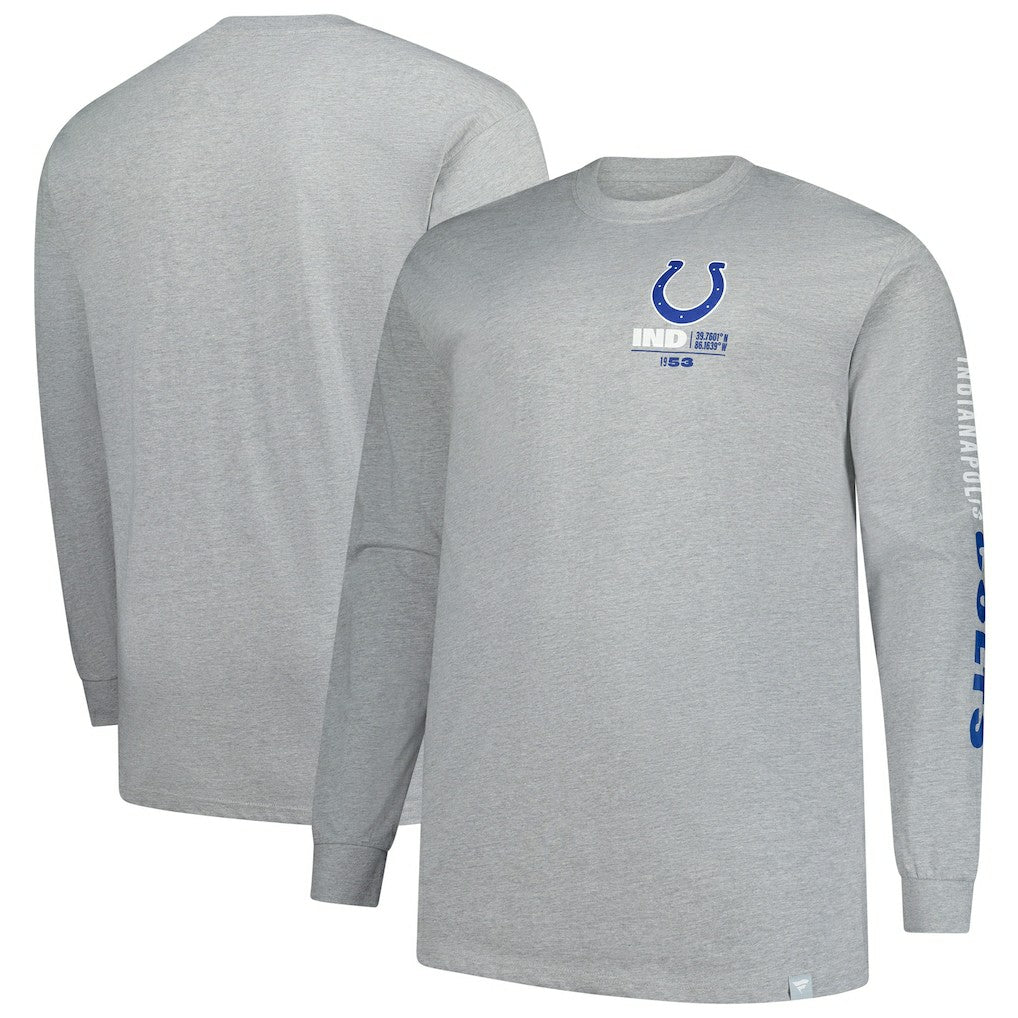 Indianapolis Colts Big & Tall Clock Management Legacy Long Sleeve T-Shirt Heather Gray | Fanatics