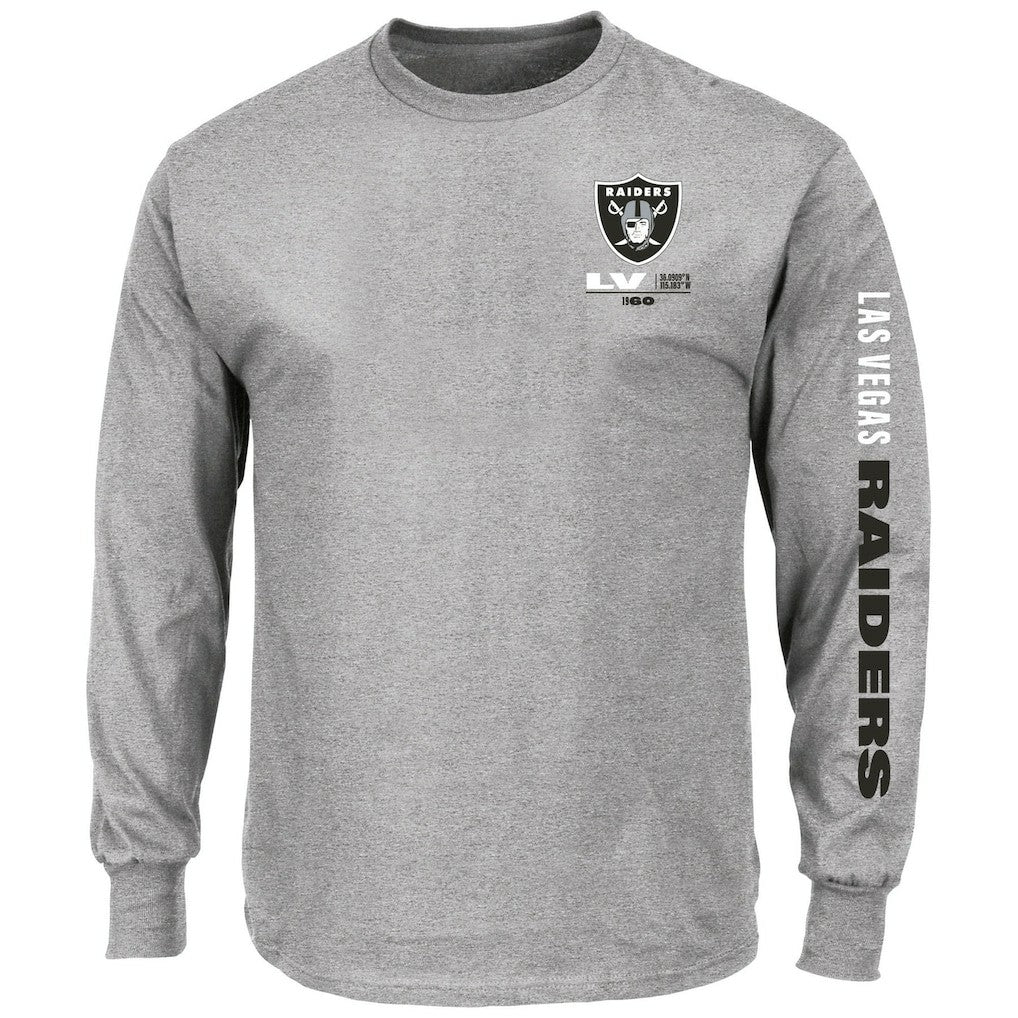 Las Vegas Raiders Big & Tall Clock Management Legacy Long Sleeve T-Shirt Heather Gray | Fanatics