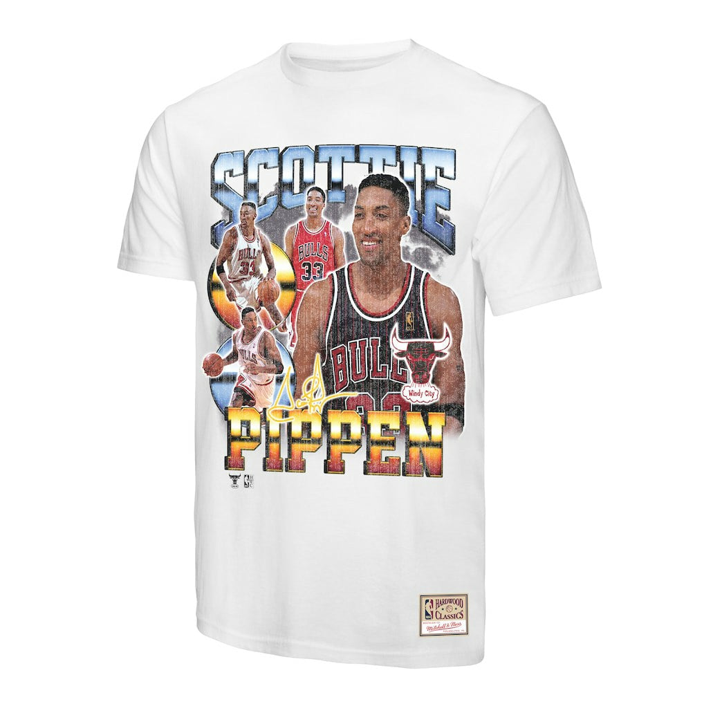 Scottie Pippen Chicago Bulls Hardwood Classics Commemorative Player Collage T-Shirt White - NBA