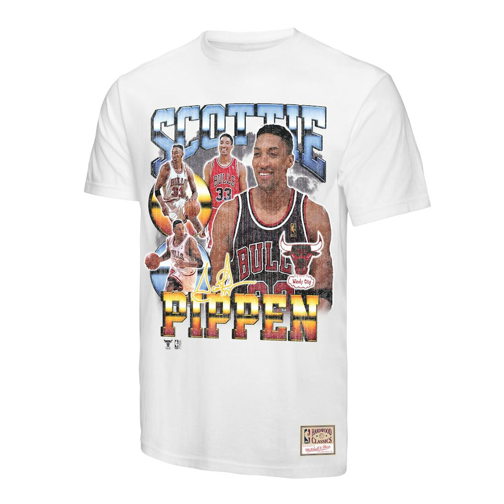 Scottie Pippen Chicago Bulls Hardwood Classics Commemorative Player Collage T-Shirt White - NBA
