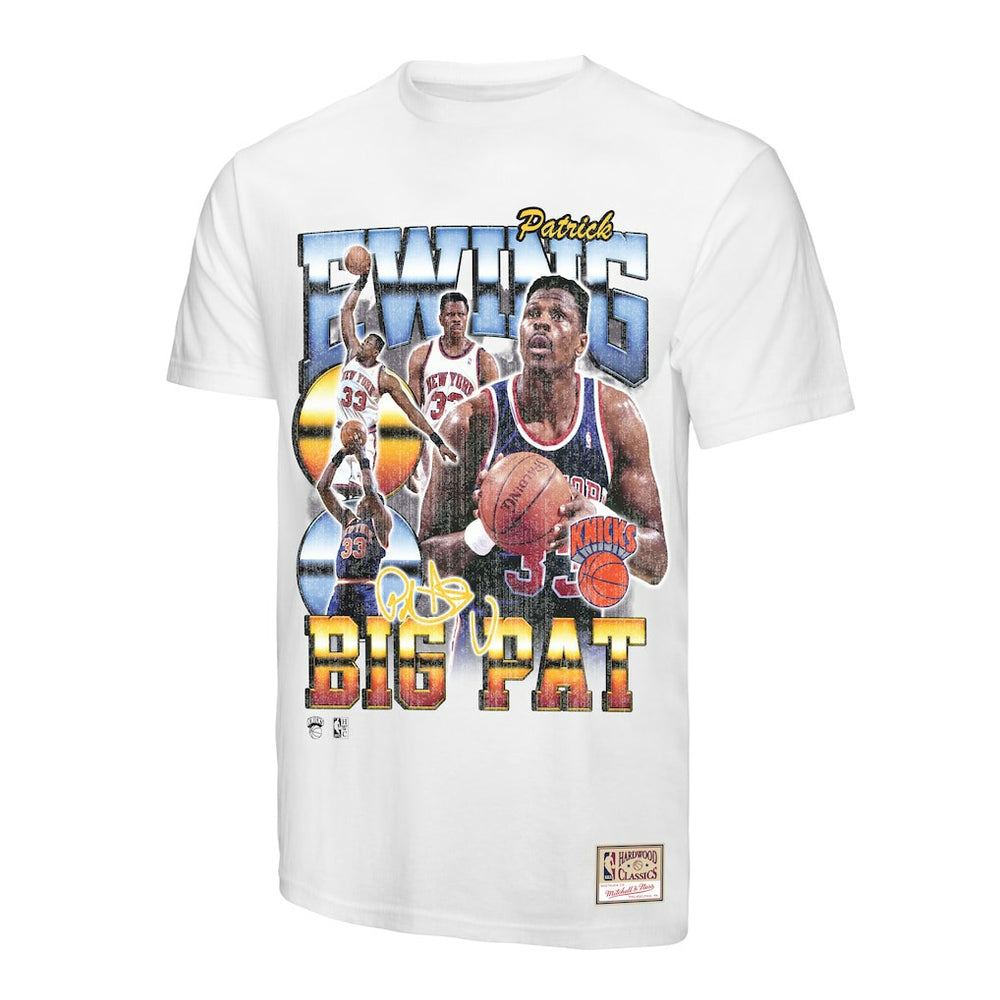 Patrick Ewing New York Knicks Hardwood Classics Commemorative Player Collage T-Shirt White - NBA