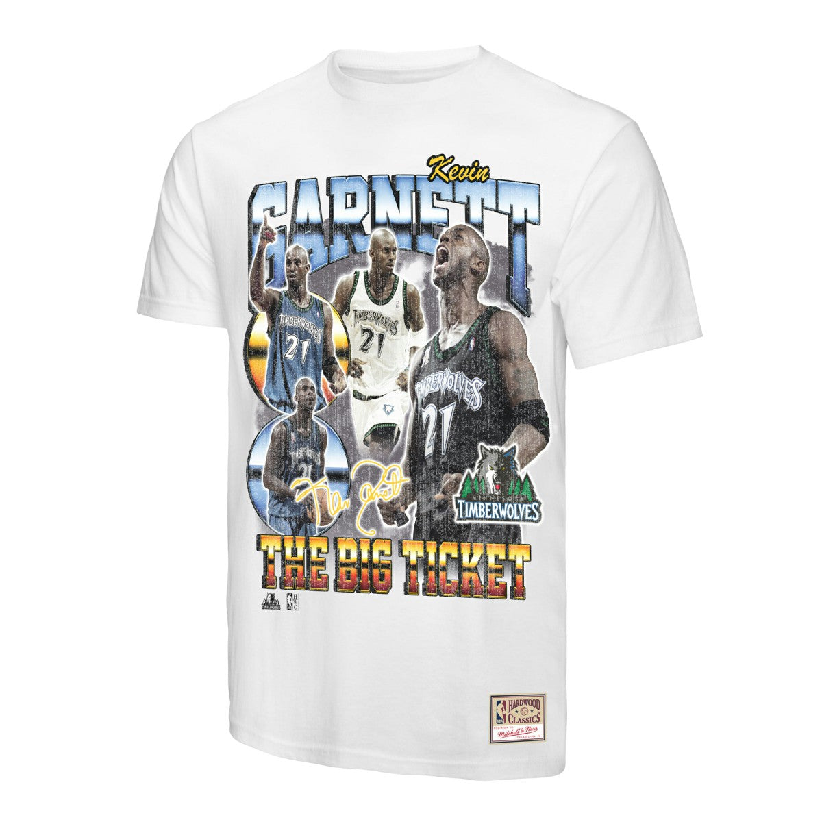 Kevin Garnett Minnesota Timberwolves Hardwood Classics Commemorative Player Collage T-Shirt White - NBA