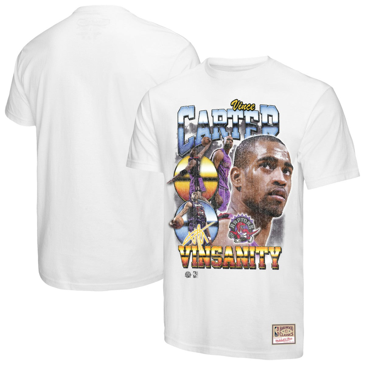 Vince Carter Toronto Raptors Hardwood Classics Commemorative Player Collage T-Shirt White - NBA