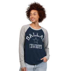 Dallas Cowboys G-III 4Her by Carl Banks Women's Waffle Knit Raglan Long-Sleeve T-Shirt Navy/Gray | NFL