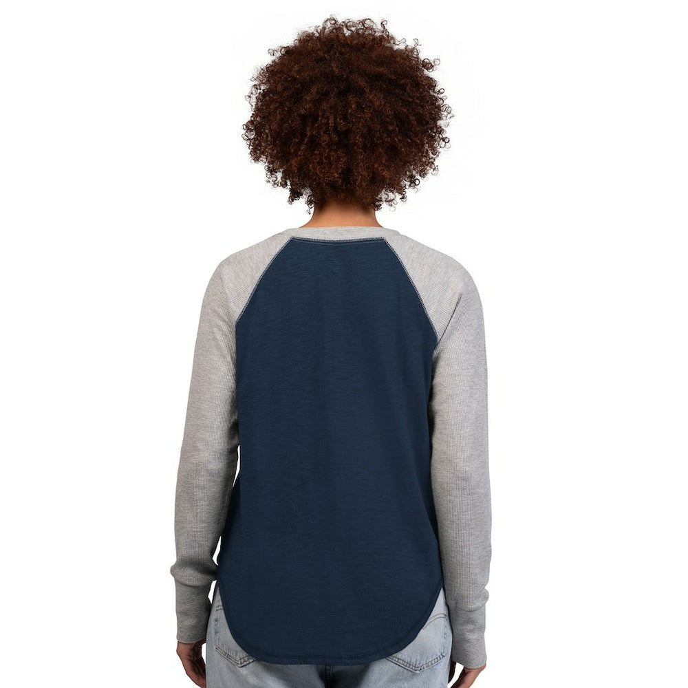 Dallas Cowboys G-III 4Her by Carl Banks Women's Waffle Knit Raglan Long-Sleeve T-Shirt Navy/Gray | NFL